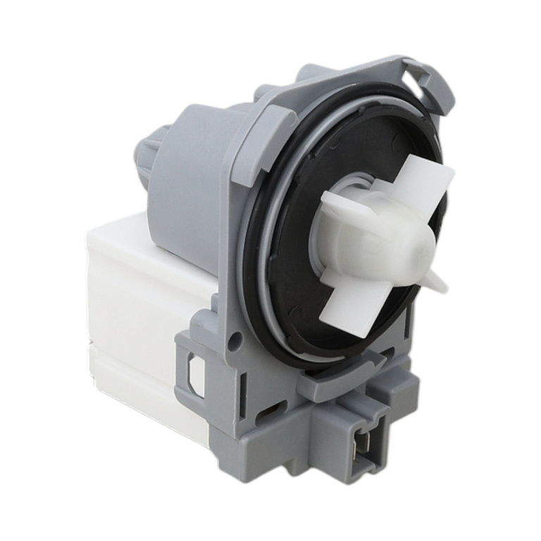 Насос сливной (помпа) для стиральной машины , крепление под защелки, клеммы под фишку, обмотка медь